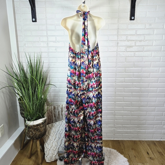 Anthropologie Judith March Rainbow Halter Maxi Wide Leg Jumpsuit Large - Picture 4 of 11